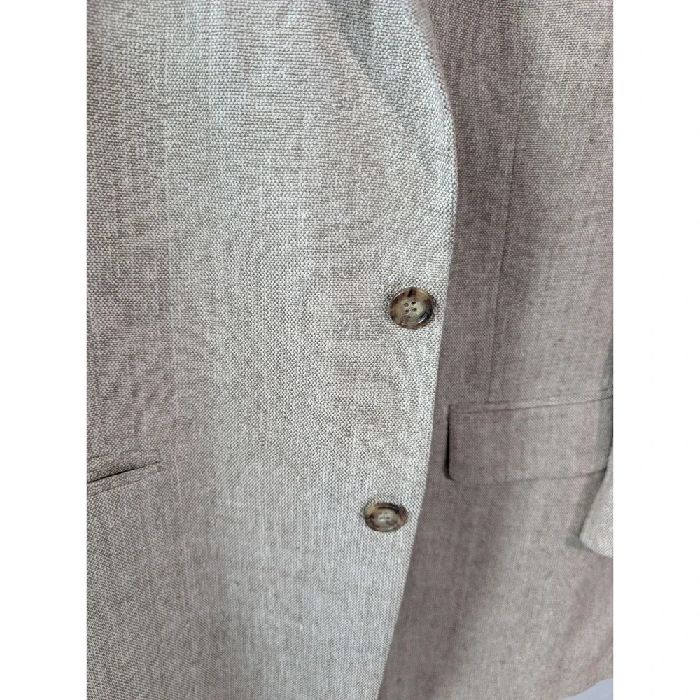 Oscar de la Renta 100% Silk Blazer 46R Beige Tan 2 Button Sport Coat Mens